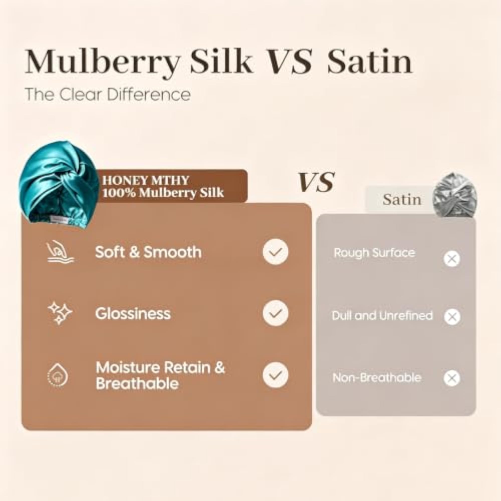 100% Mulberry Silk Hat for Curling Hair, Adjustable Sleep Cap